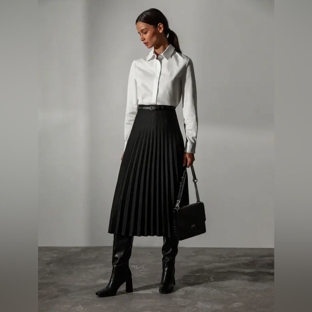 NWT Zara Gray Pleated Buttoned Skirt 7149/266 Size M - Picture 1 of 12